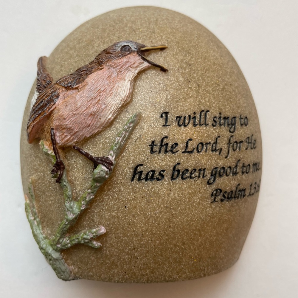 Richard Lamsone Studios bird resin religious stone like statue.